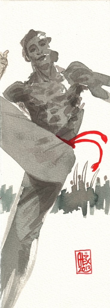 Encres : Capoeira – 409 [ #capoeira #watercolor #illustration] Encre sur papier 300gr / Ink on paper 300gr 30 x 10.5 cm