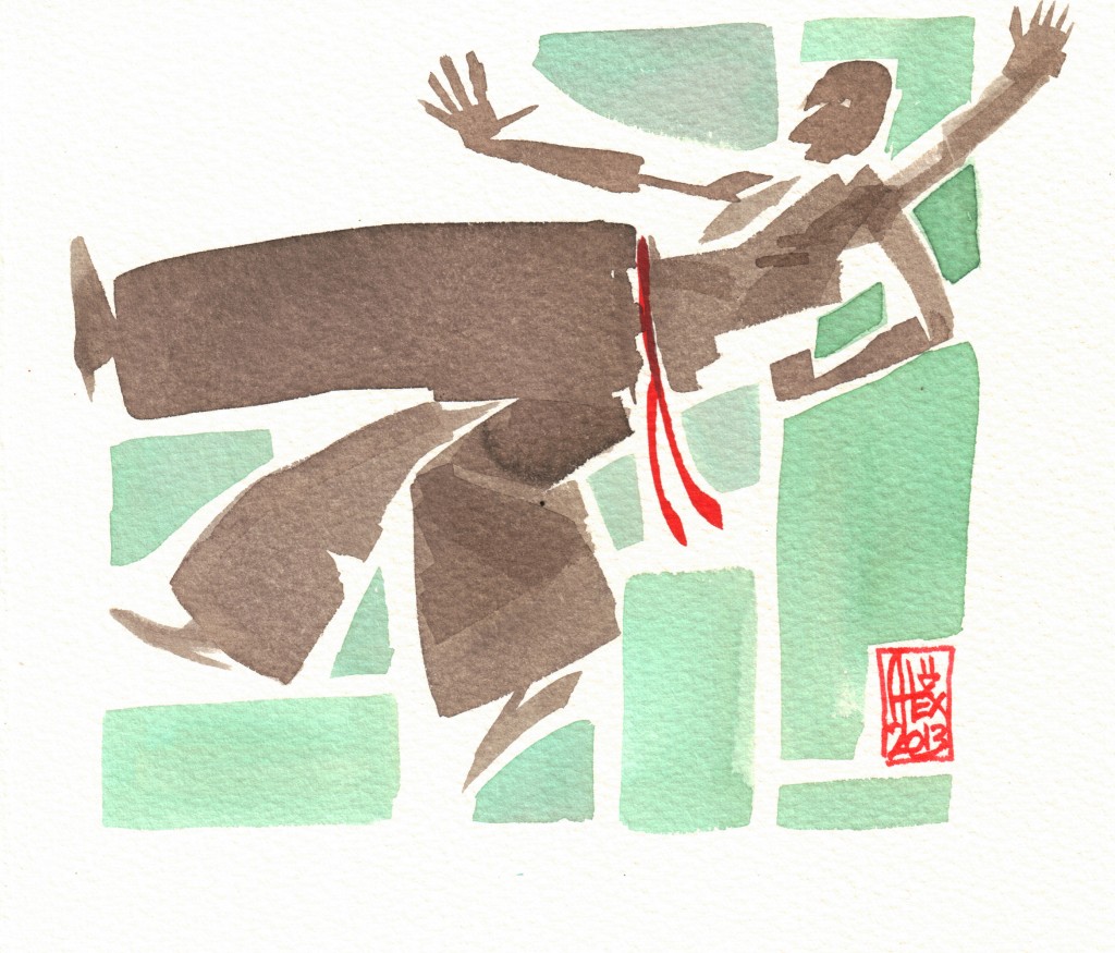 Encres : Capoeira – 418 [ #capoeira #watercolor #illustration] Encre sur papier 300gr / Ink on paper 300gr 17 x 15 cm
