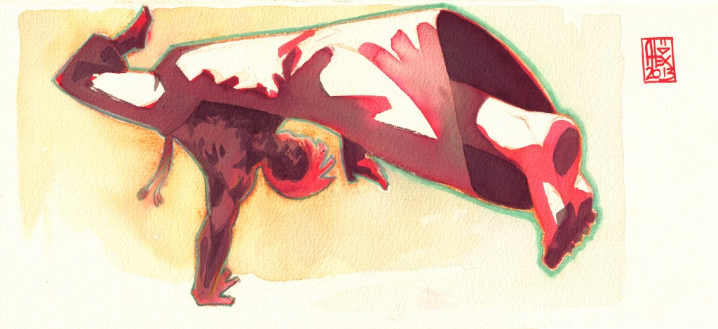 Encres : Capoeira – 419 [ #capoeira #watercolor #illustration] Encre sur papier 300gr / Ink on paper 300gr 15 x 35 cm