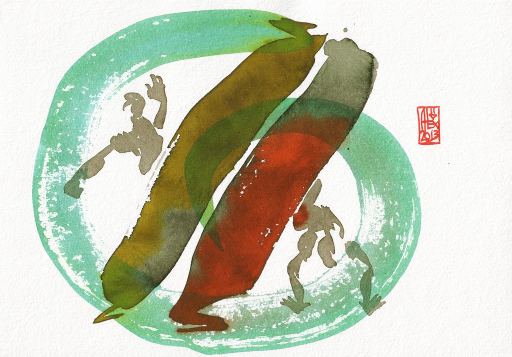 Encres : Capoeira – 423 [ #capoeira #watercolor #illustration] Encre sur papier 300gr / Ink on paper 300gr 17 x 24 cm