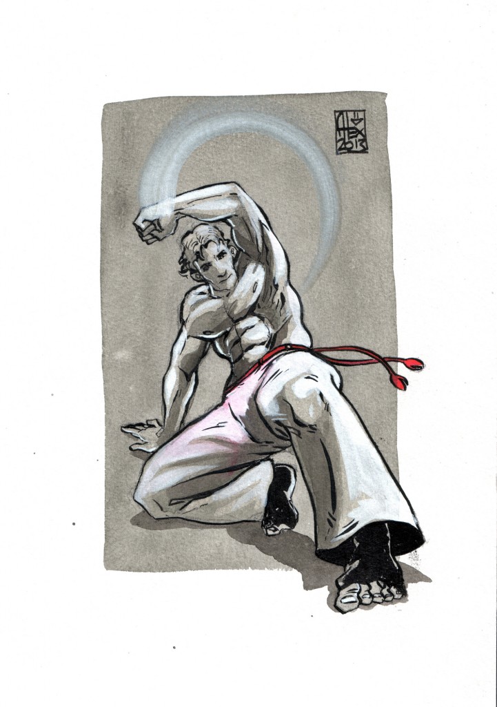 Encres : Capoeira – 442 [ #capoeira #watercolor #illustration] Encre sur papier 300gr / Ink on paper 300gr 17 x 24 cm / 6.7″ x 9.4″