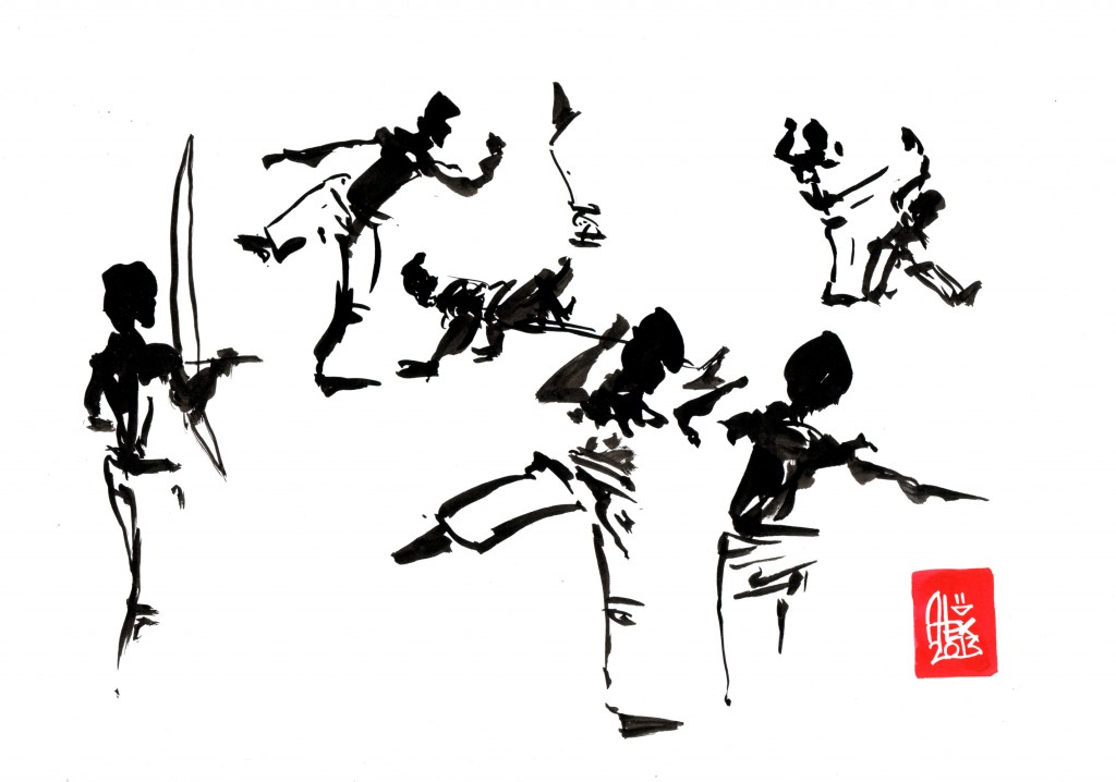 Encres : Capoeira – 465 [ #capoeira #watercolor #illustration] Encre sur papier 190gr / Ink on paper 190gr 21 x 29.7 cm /  8.3 x 11.7 in