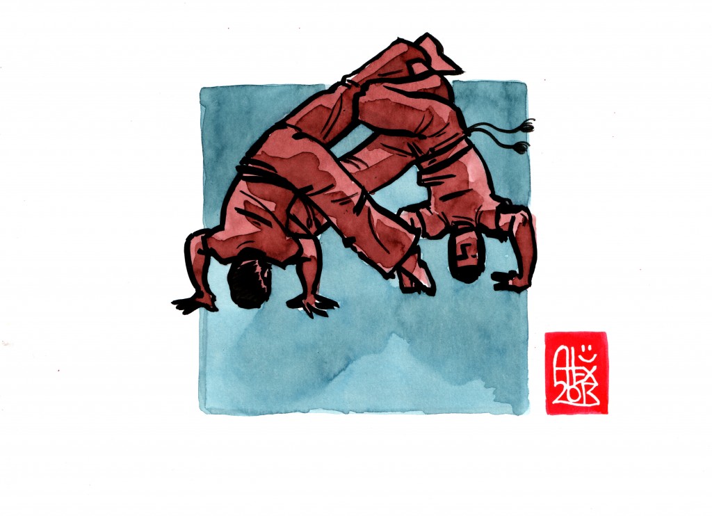 Encres : Capoeira – 515 [ #capoeira #watercolor #illustration] Encre sur papier 190gr / Ink on paper 190gr 14.8 x 21 cm / 5.8 x 8.3 in