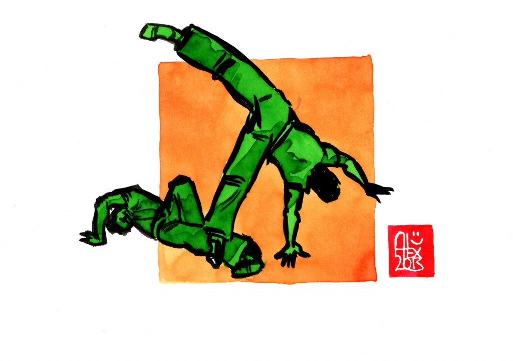Encres : Capoeira – 517 [ #capoeira #watercolor #illustration] Encre sur papier 190gr / Ink on paper 190gr 14.8 x 21 cm / 5.8 x 8.3 in