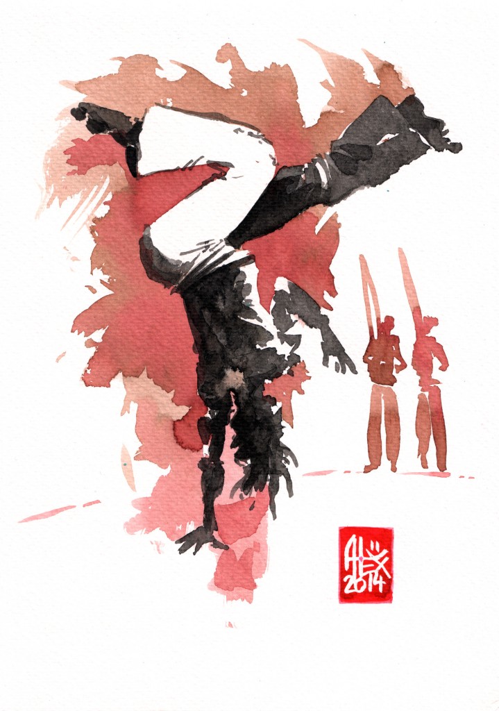 Encres : Capoeira – 550 [ #capoeira #watercolor #illustration] aquarelle sur papier 300gr / watercolor on paper 300gr 18 x 25 cm / 7.1 x 9.8 in