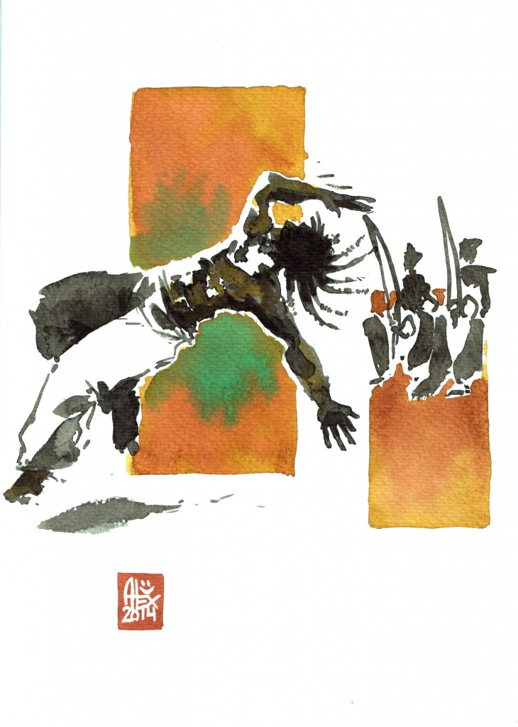 Encres : Capoeira – 551 [ #capoeira #watercolor #illustration] aquarelle sur papier 300gr / watercolor on paper 300gr 18 x 25 cm / 7.1 x 9.8 in 