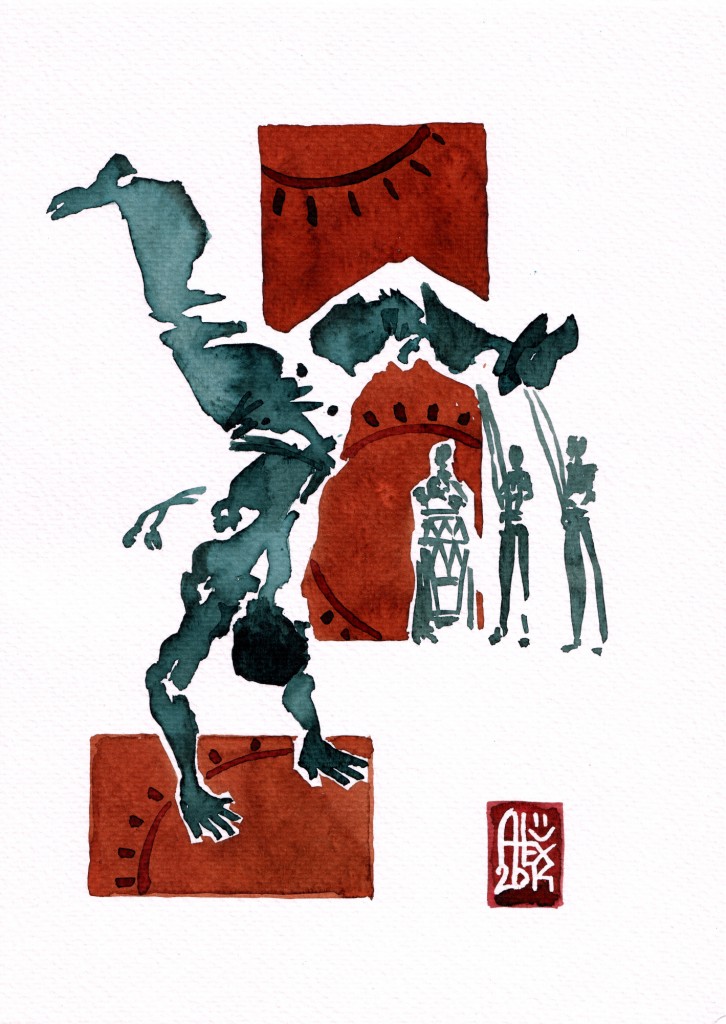 Encres : Capoeira – 554 [ #capoeira #watercolor #illustration] aquarelle sur papier 300gr / watercolor on paper 300gr 18 x 25 cm / 7.1 x 9.8 in 