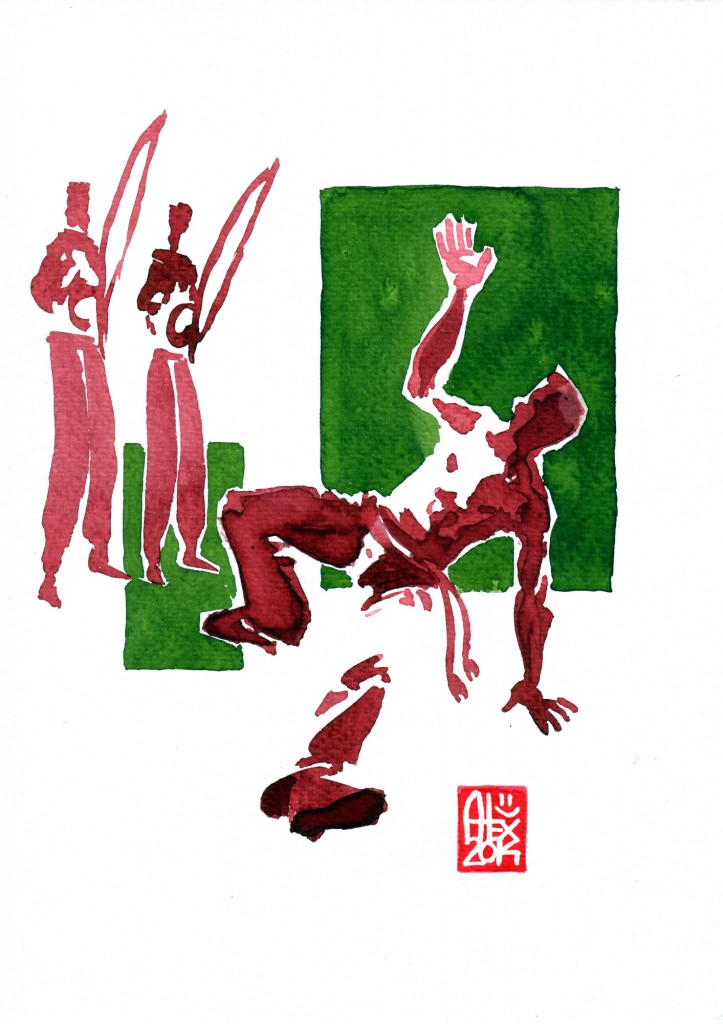 Encres : Capoeira – 559 [ #capoeira #watercolor #illustration] aquarelle sur papier 300gr / watercolor on paper 300gr 18 x 25 cm / 7.1 x 9.8 in