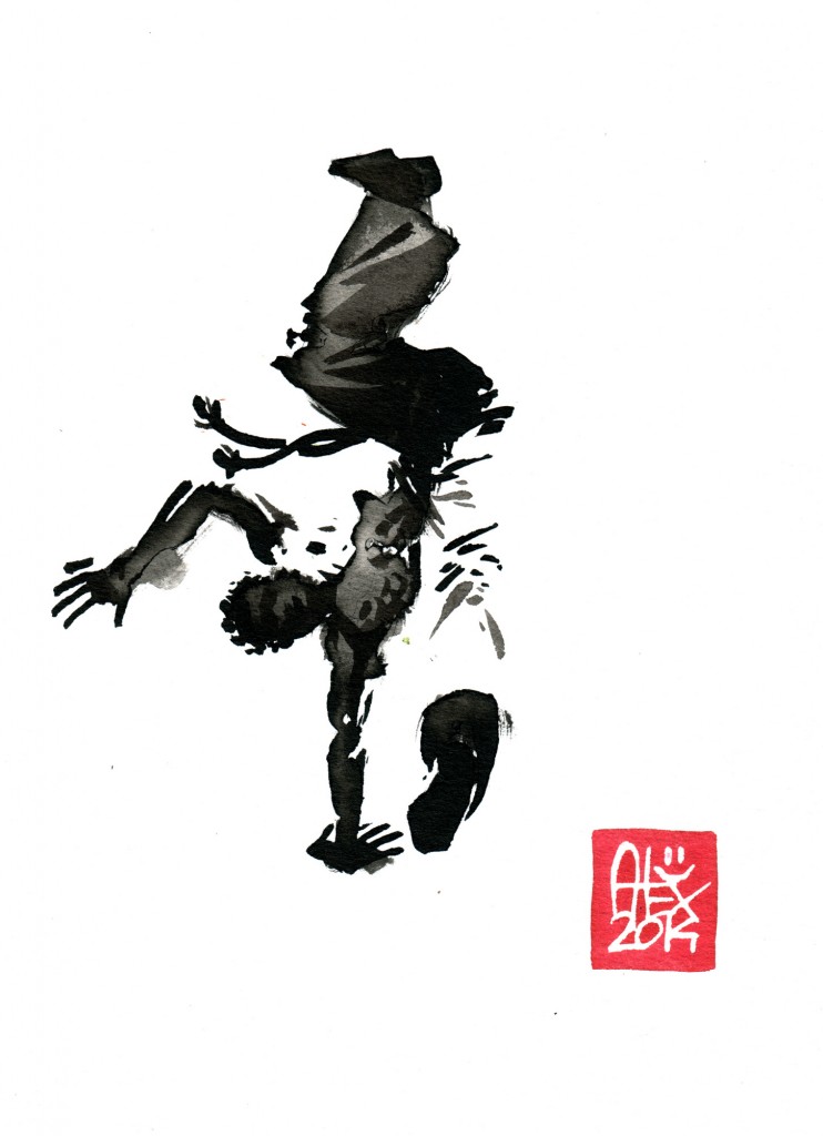 Encres : Capoeira – 587 [ #capoeira #watercolor #illustration] aquarelle sur papier 300gr / watercolor on paper 300gr 15 x 20 cm / 5.9 x 7.9 in