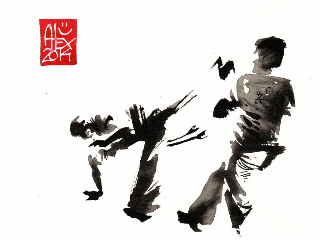 Encres : Capoeira – 647 [ #capoeira #watercolor #illustration] aquarelle sur papier 300gr / watercolor on paper 300gr 14 x 19 cm / 5.5 x 7.5 in