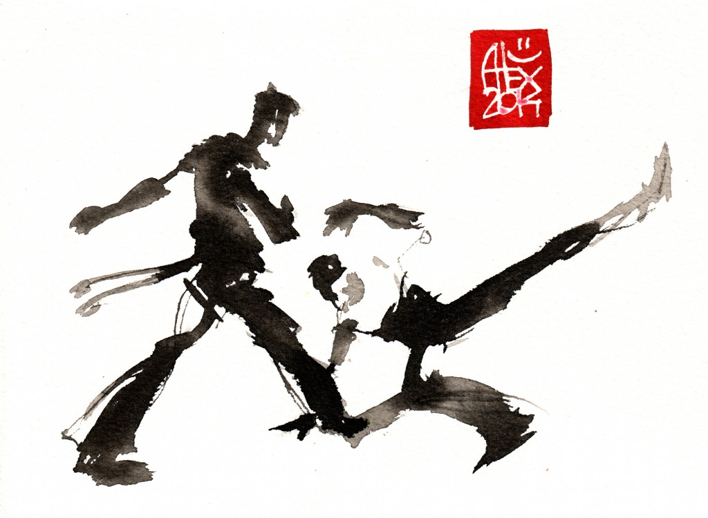 Encres : Capoeira – 648 [ #capoeira #watercolor #illustration] aquarelle sur papier 300gr / watercolor on paper 300gr 14 x 19 cm / 5.5 x 7.5 in