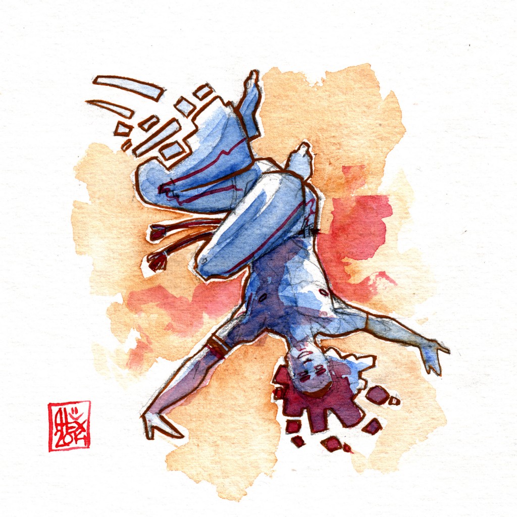 Illustration : Capoeira – 692 [ #capoeira #watercolor #illustration] aquarelle sur papier 325gr / watercolor on paper 325gr 16 x 16 cm / 6.30 x 6.30 in