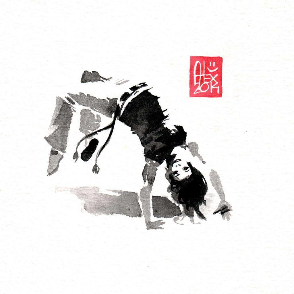 Illustration : Capoeira – 693 [ #capoeira #watercolor #illustration] aquarelle sur papier 325gr / watercolor on paper 325gr 16 x 16 cm / 6.30 x 6.30 in