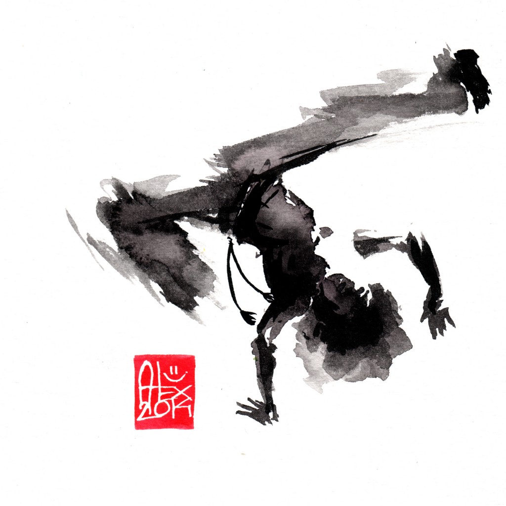 Illustration : Capoeira – 695 [ #capoeira #watercolor #illustration] aquarelle sur papier 325gr / watercolor on paper 325gr 16 x 16 cm / 6.30 x 6.30 in