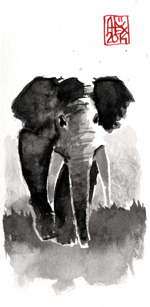 Aquarelle sur papier 300gr / Watercolor on paper 300gr 16 x 8 cm / 6.3 x 3.15 in