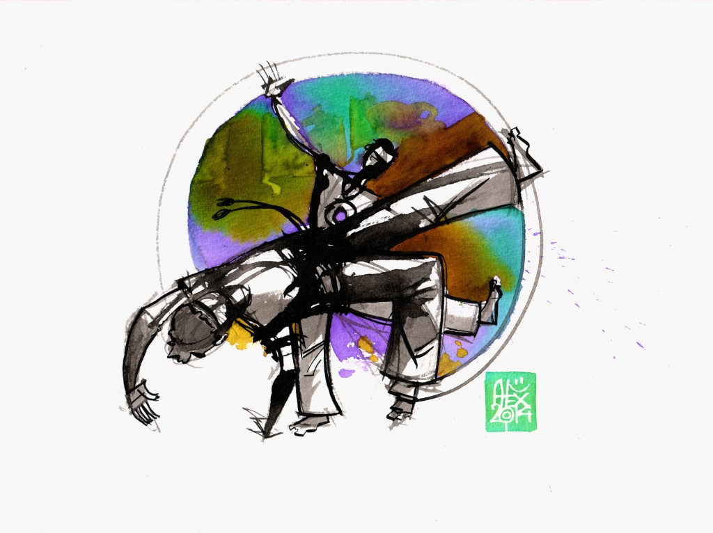 Illustration : Capoeira – 749 [ #capoeira #watercolor #illustration] aquarelle sur papier 325gr / watercolor on paper 325gr 24  x 32 cm / 9.4 x 12.6 in