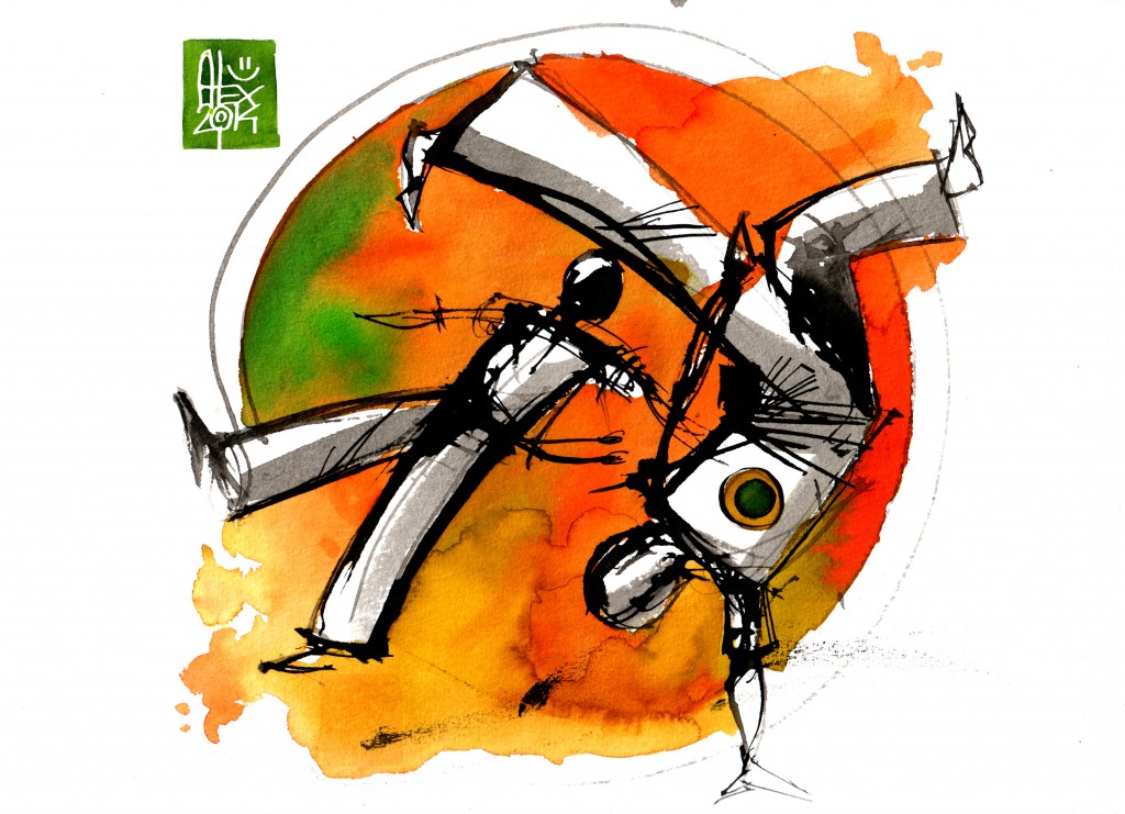 Illustration : Capoeira – 752 [ #capoeira #watercolor #illustration] aquarelle sur papier 325gr / watercolor on paper 325gr 24  x 32 cm / 9.4 x 12.6 in