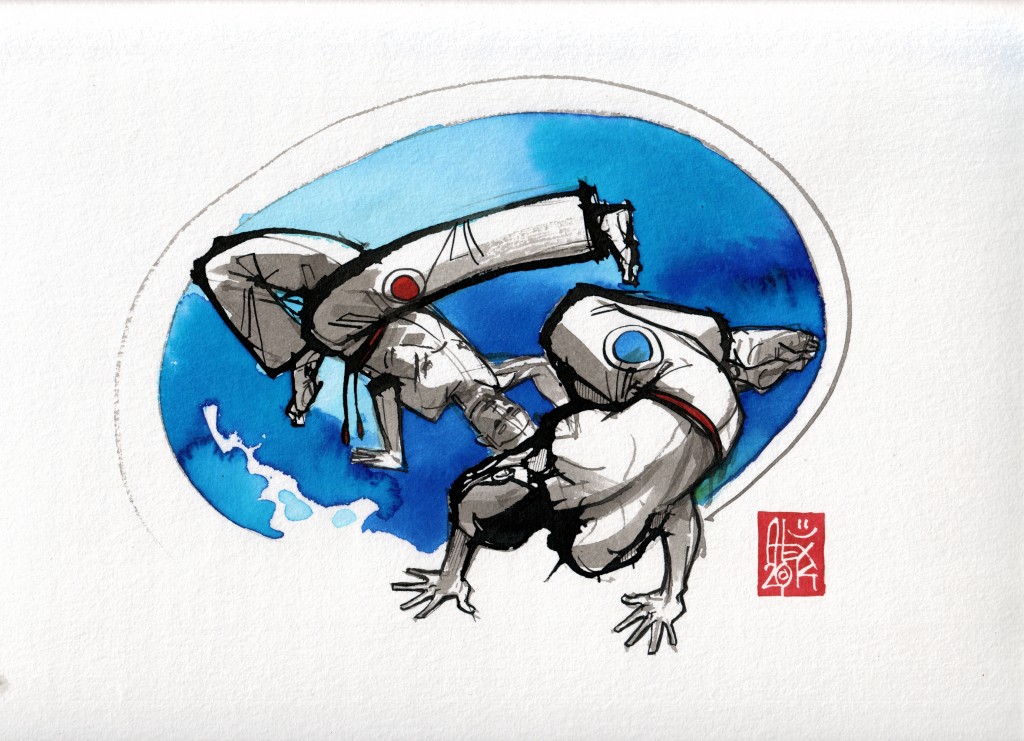 Illustration : Capoeira – 753 [ #capoeira #watercolor #illustration] aquarelle sur papier 325gr / watercolor on paper 325gr 24  x 32 cm / 9.4 x 12.6 in