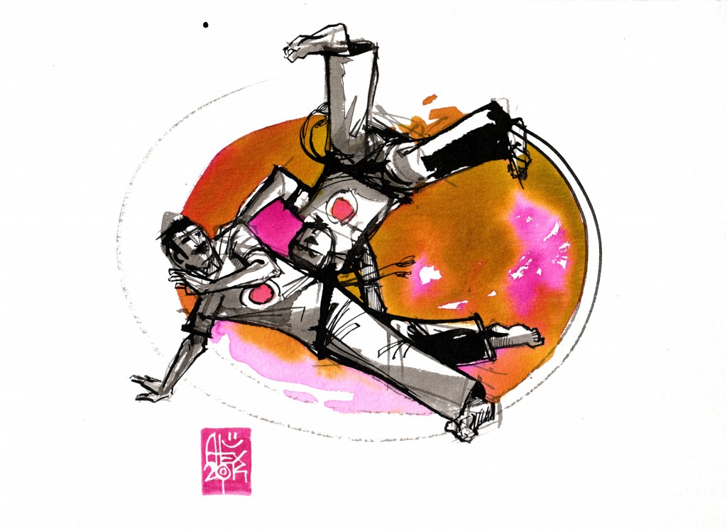 Illustration : Capoeira – 754 [ #capoeira #watercolor #illustration] aquarelle sur papier 325gr / watercolor on paper 325gr 24  x 32 cm / 9.4 x 12.6 in