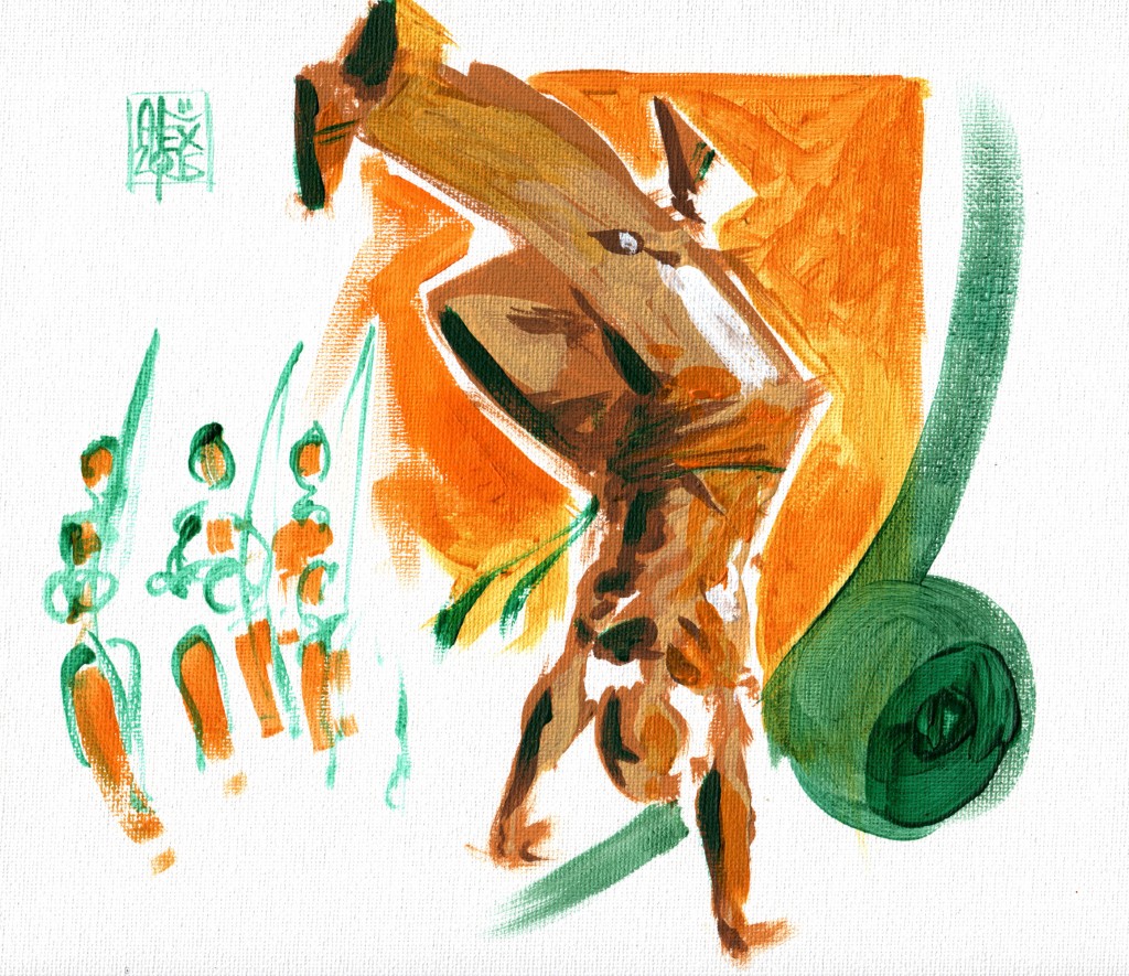 Illustration : Capoeira – 795 [ #capoeira #acrylic #illustration] acrylique sur toile / acrylic on canvas 24  x 21 cm / 9.7 x 8.4 in