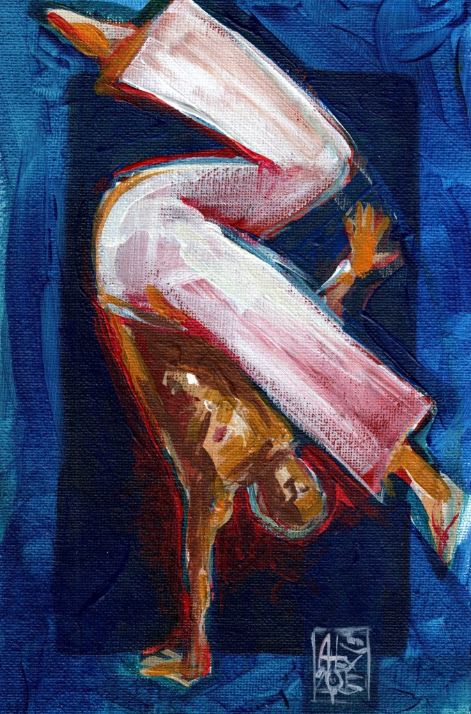 Illustration : Capoeira – 797 [ #capoeira #acrylic #illustration] acrylique sur toile / acrylic on canvas 15  x 21 cm / 5.7 x 8.4 in