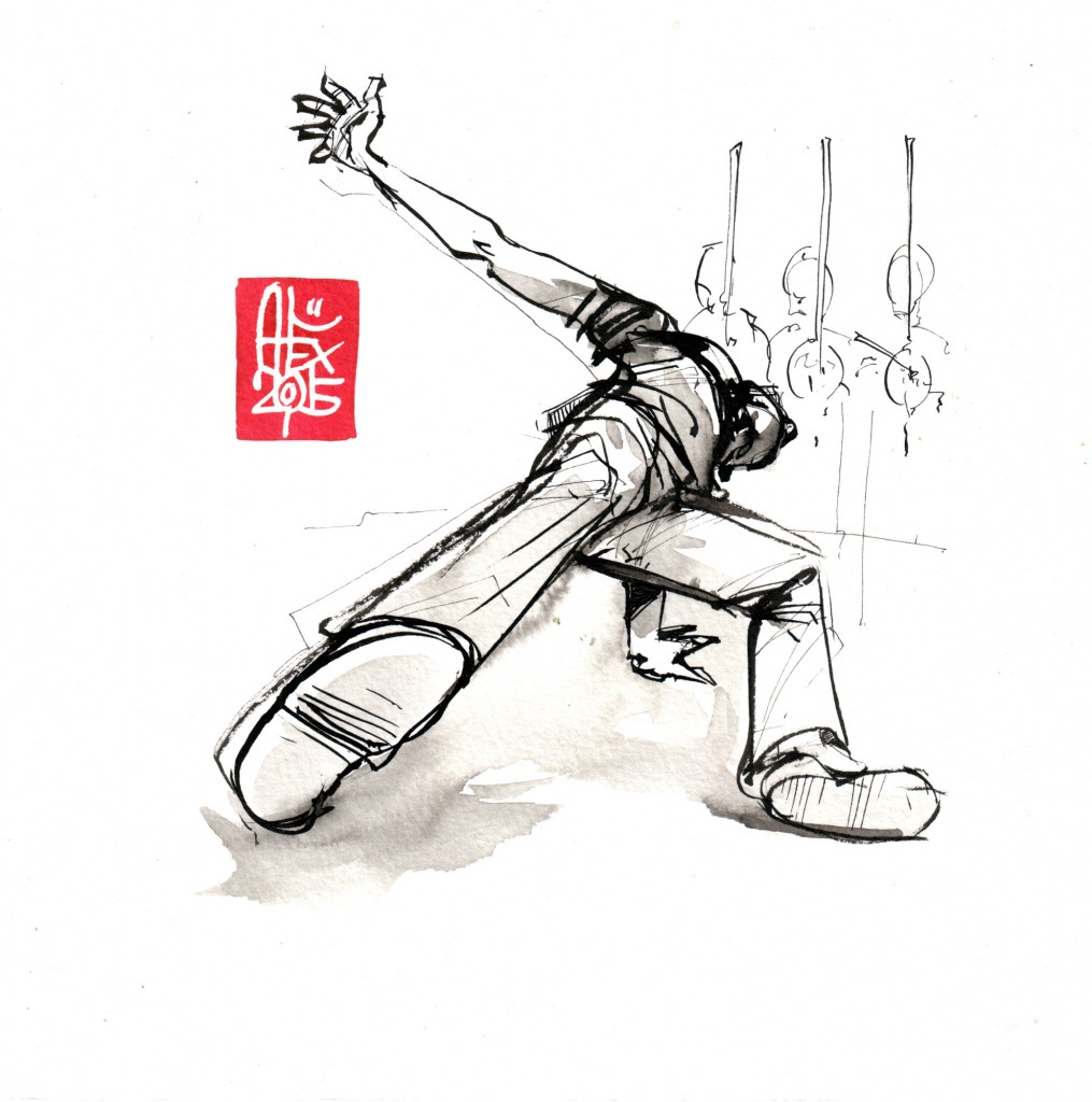 Illustration : Capoeira – 798 [ #capoeira #watercolor #illustration] aquarelle sur toile / watercolor on canvas 20  x 20 cm / 7.8 x 7.8 in