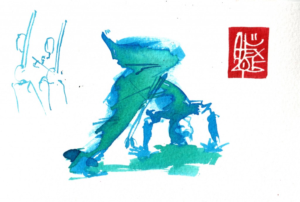 Illustration : Capoeira – 824 [ #capoeira #watercolor #illustration] aquarelle sur papier 300gr / watercolor on paper 300gr 10.5  x 14.8 cm / 4.1 x 5.8 in