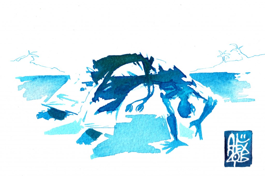 Illustration : Capoeira – 825 [ #capoeira #watercolor #illustration] aquarelle sur papier 300gr / watercolor on paper 300gr 10.5  x 14.8 cm / 4.1 x 5.8 in