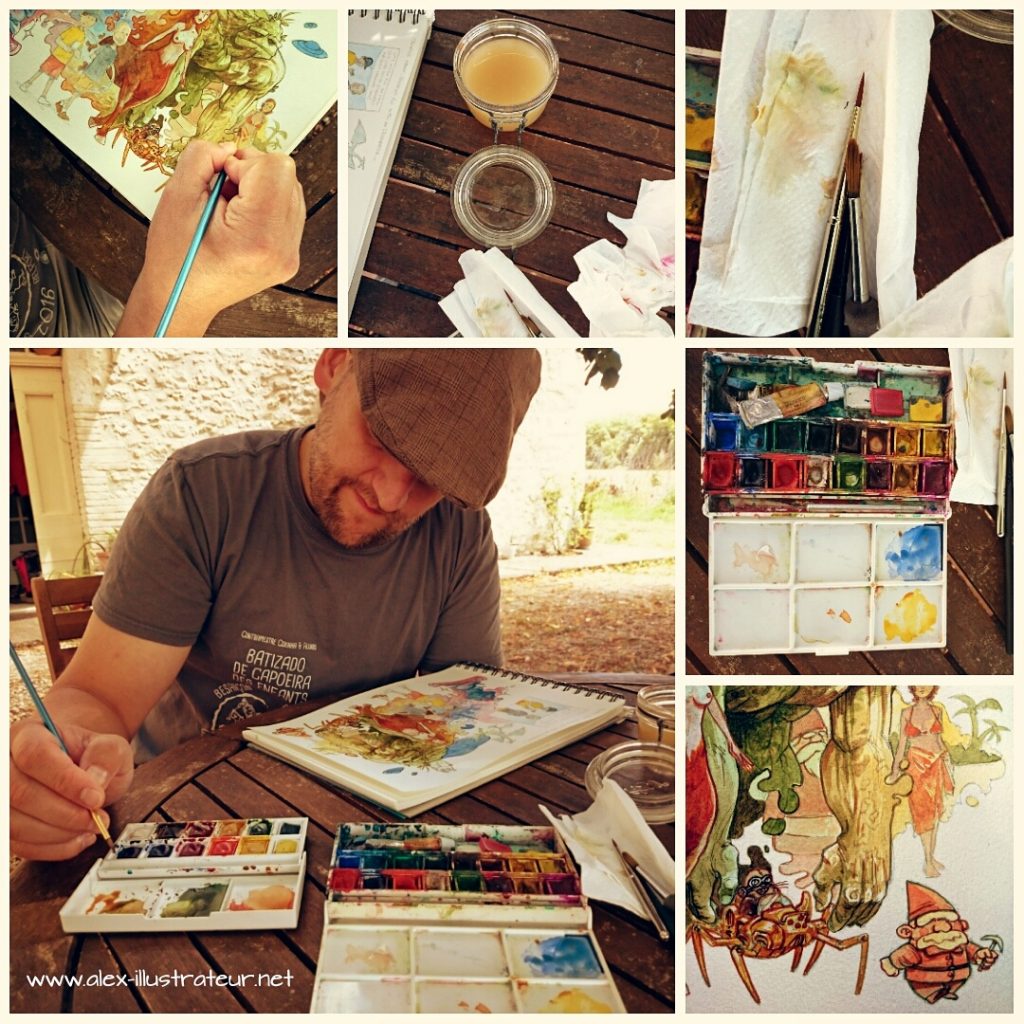 En plein travail. 
