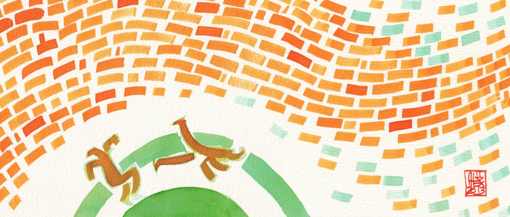 Encres : Capoeira – 415 [ #capoeira #watercolor #illustration] Encre sur papier 300gr / Ink on paper 300gr 15 x 35 cm