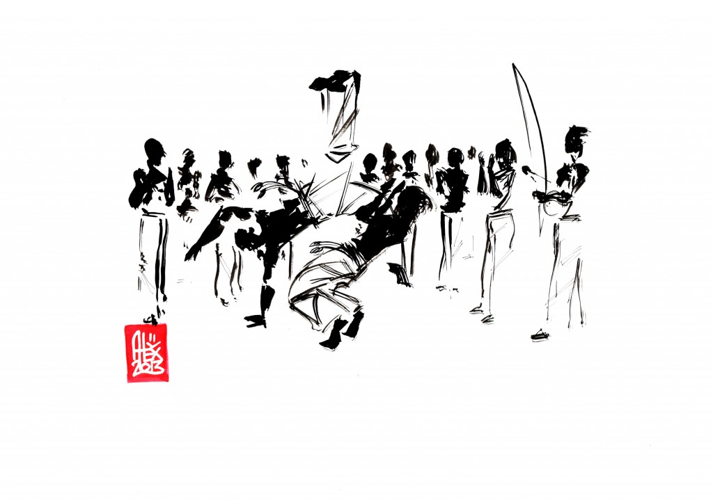 Encres : Capoeira – 473 [ #capoeira #watercolor #illustration] Encre sur papier 190gr / Ink on paper 190gr 21 x 29.7 cm / 8.3 x 11.7 in