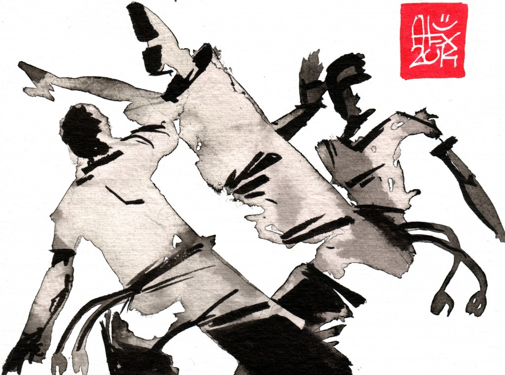 Illustration : Capoeira – 683 [ #capoeira #watercolor #illustration] aquarelle sur papier 180gr / watercolor on paper 180gr 12 x 16 cm / 4.7 x 6.3 in