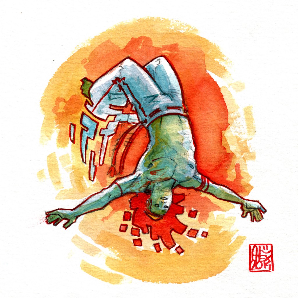 Illustration : Capoeira – 690 [ #capoeira #watercolor #illustration] aquarelle sur papier 220gr / watercolor on paper 220gr 16 x 16 cm / 6.30 x 6.30 in