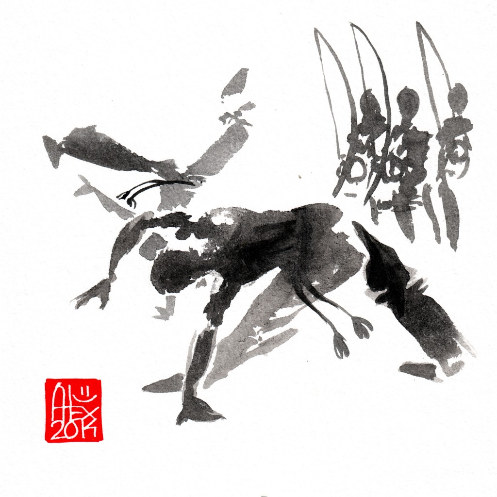 Illustration : Capoeira – 703 [ #capoeira #watercolor #illustration] aquarelle sur papier 325gr / watercolor on paper 325gr 16 x 16 cm / 6.30 x 6.30 in