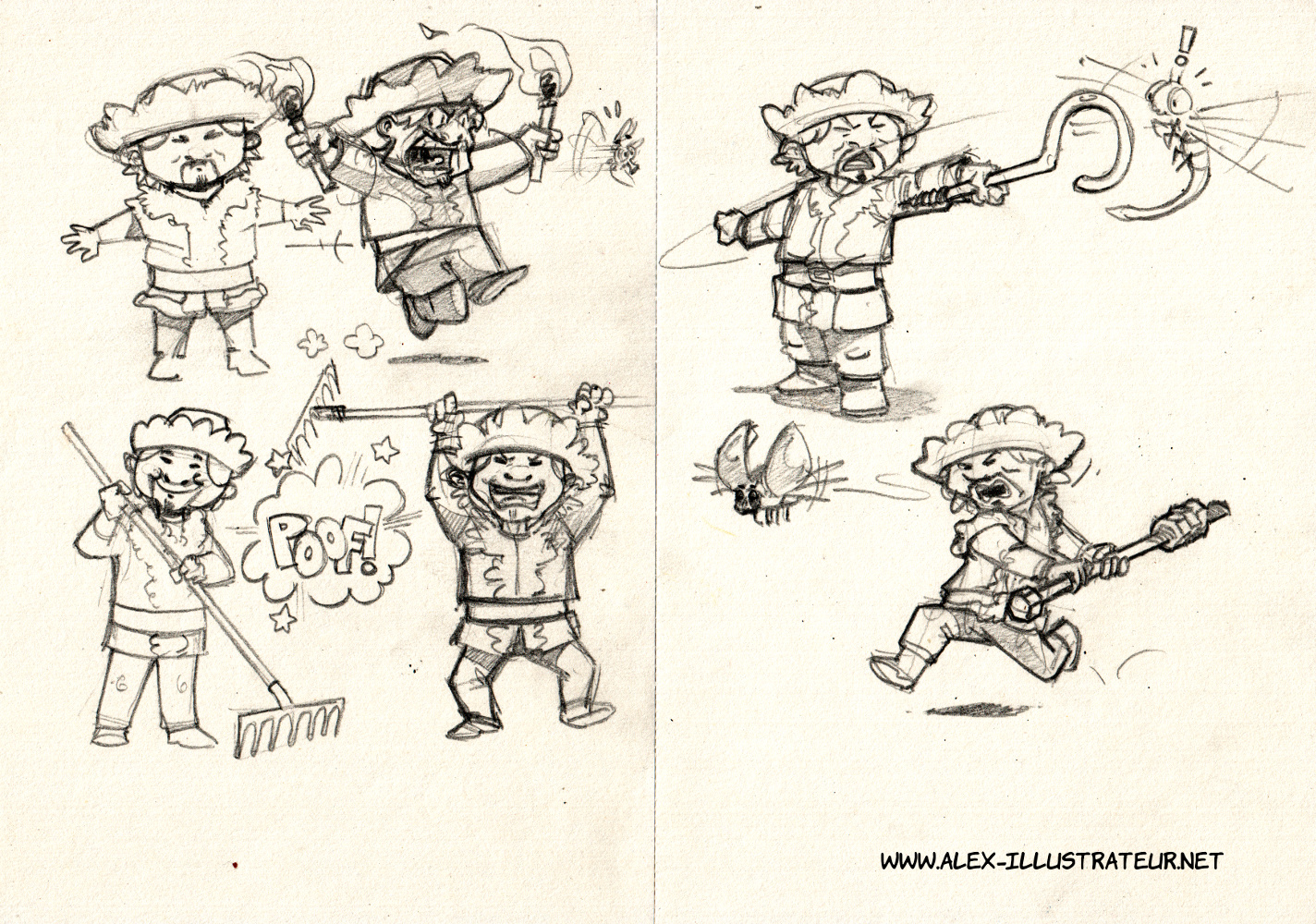 Les Huns de Jardin : Croquis, recherches et character design