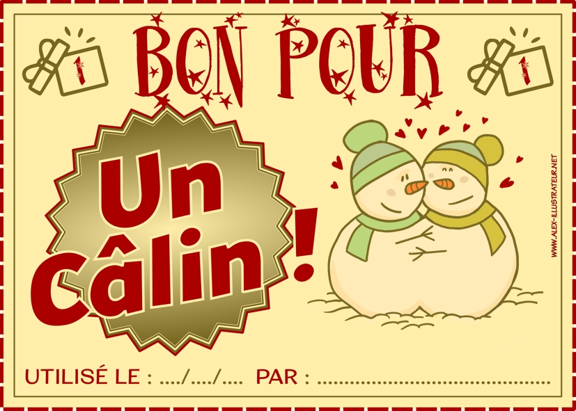 01 décembre : Bon pour un câlin à imprimer et donner à qui vous voulez !