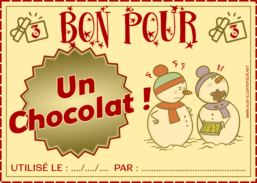 03 décembre : Bon pour un chocolat à imprimer et donner à qui vous voulez !