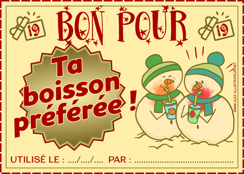 19 décembre : Bon pour ta boisson préférée à imprimer et donner à qui vous voulez !