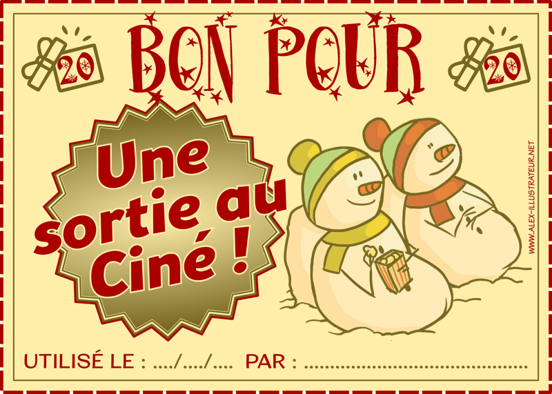 20 décembre : Bon pour une sortie au cinéma à imprimer et donner à qui vous voulez !