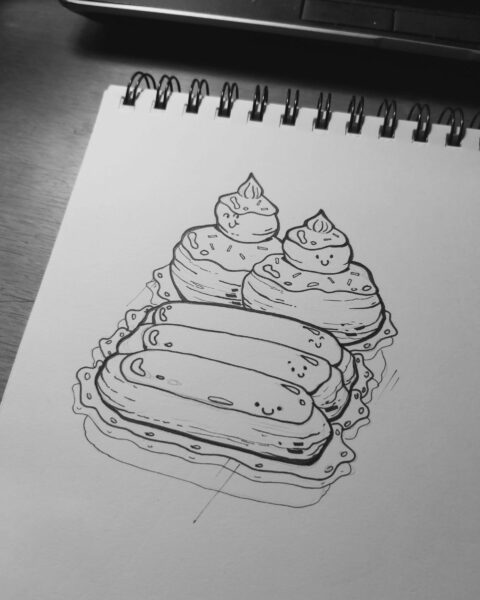 Illustration de pâtisseries mignones