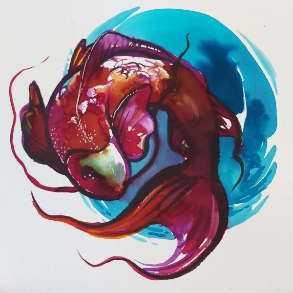 Carpe Koi – Œuvre originale signée (20x20cm) – Image 2