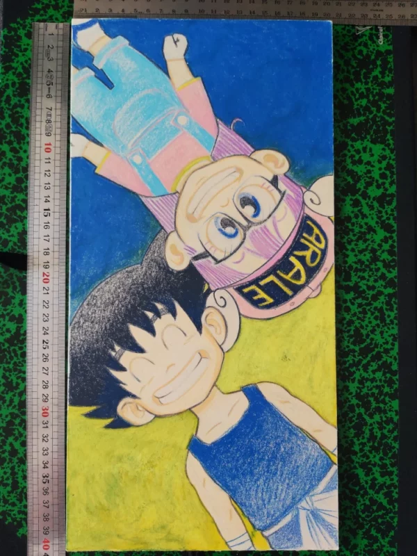 Fan-art GOKU et ARALÉ – Œuvre originale signée (20x40cm) – Image 2