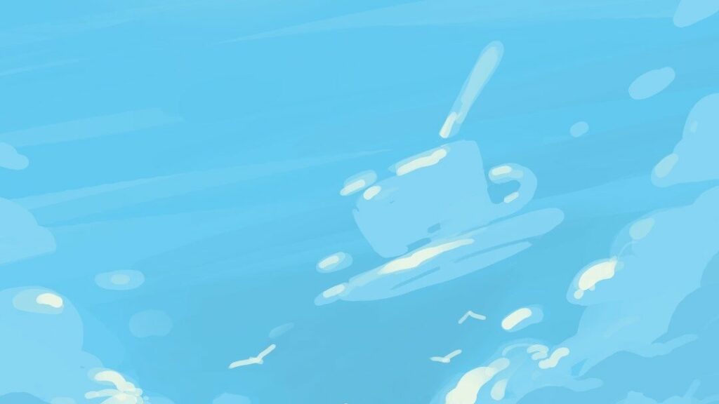 Illustration poétique d'un nuage en forme de tasse de café
