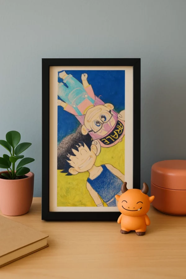 Fan-art GOKU et ARALÉ – Œuvre originale signée (20x40cm)