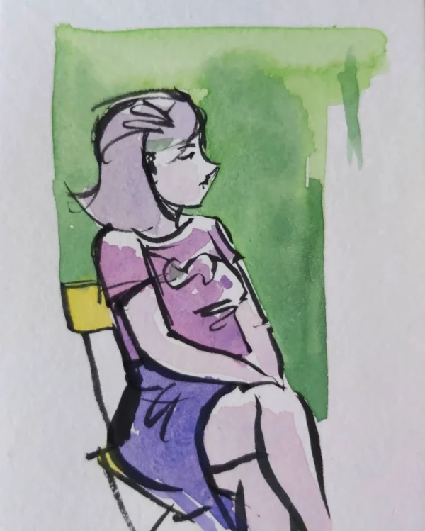 Femme et café 0003 – Œuvre originale signée (10 x 12.5cm) – Image 3